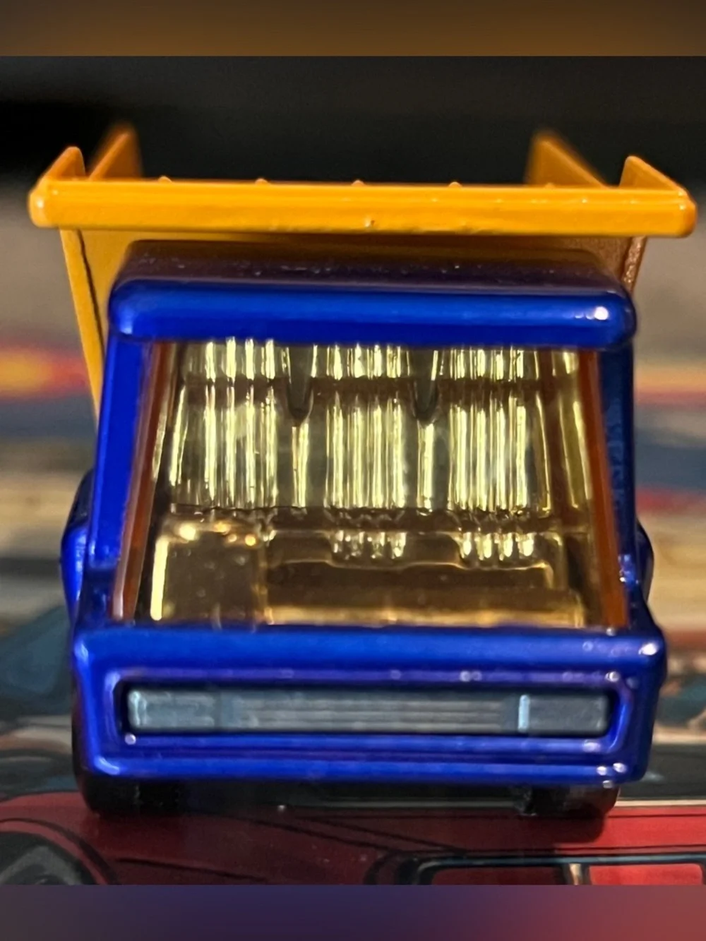 Vintage Matchbox Superfast 1975 No.23 Atlas Dump Truck Blue Orange Hazard Stripe
